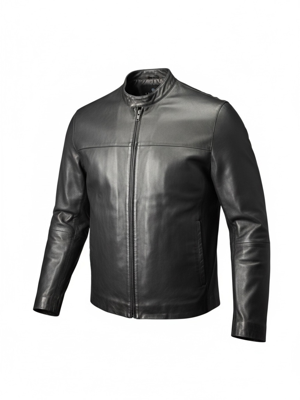 Kenneth Cole Reaction Men's Black Leather Zip-Front Jacket Pockets Large